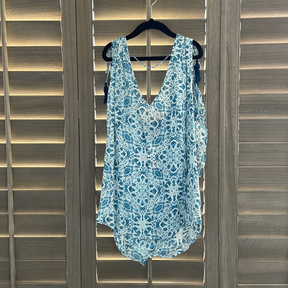 Blue boho tank